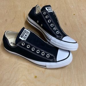 Converse All Star Chuck Taylor’s. Black Women’s size 8.5. Laceless. New